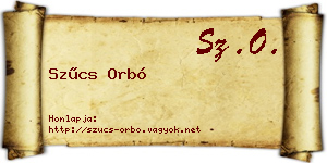 Szűcs Orbó névjegykártya